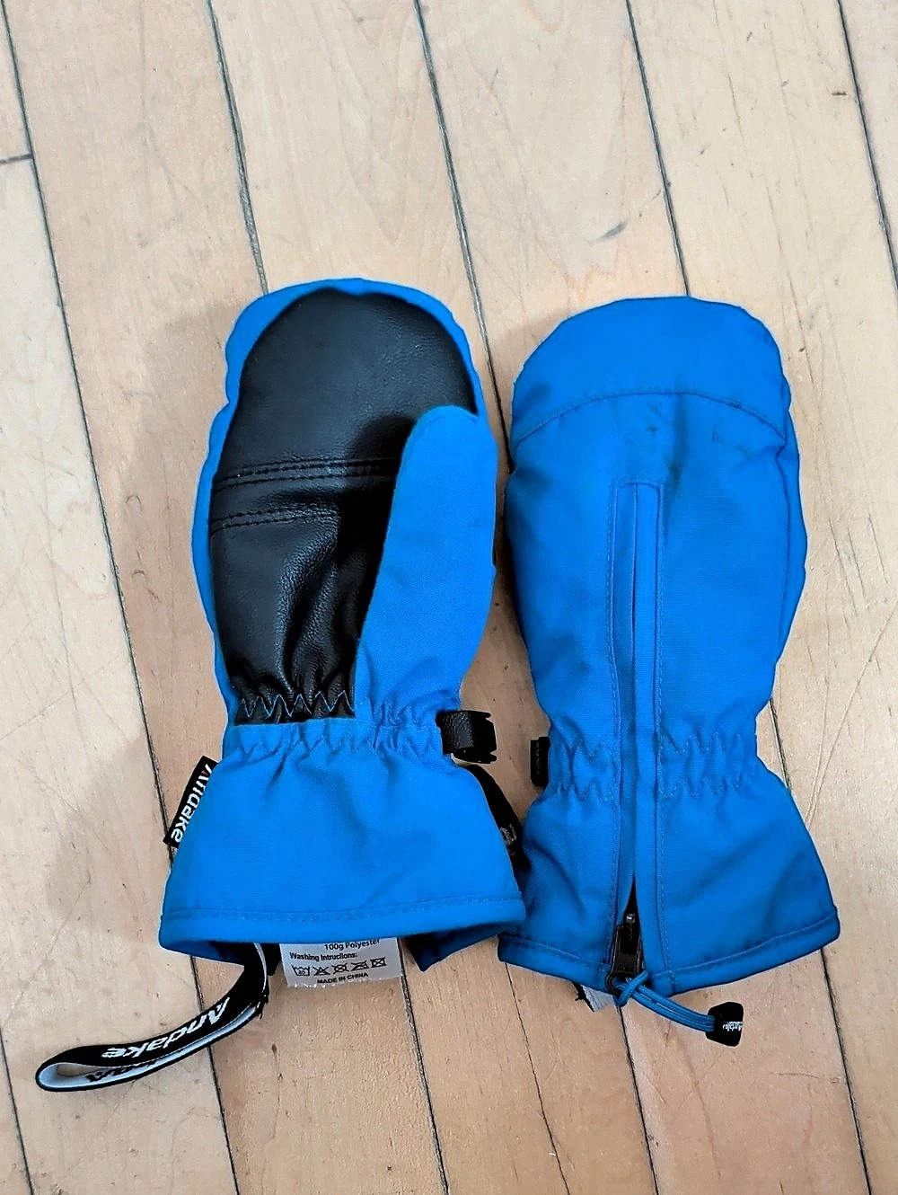 Andake Kids Waterproof Ski Mittens XXXS 2 - 4 Years Blue Black Fuzzy Lined